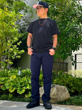 「アイテム（キャップ）」を使った、melOnさん（メンズ・173cm）の夏コーディネート