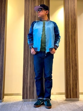 「アイテム（スカジャン）」を使った、melOnさん（メンズ・173cm）の秋コーディネート