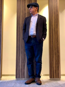 「アイテム（ハンチング/ベレー帽）」を使った、melOnさん（メンズ・173cm）の秋コーディネート