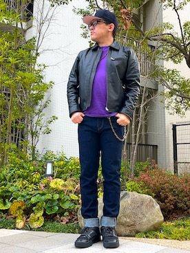 「FRUIT OF THE LOOM（フルーツオブザルーム）のアイテム」を使った、melOnさん（メンズ・173cm）の春コーディネート