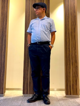 「アイテム（ビジネスシャツ）」を使った、melOnさん（メンズ・173cm）の秋コーディネート