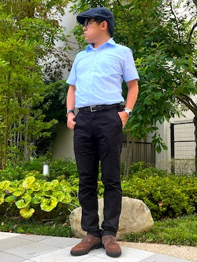 「アイテム（ビジネスシャツ）」を使った、melOnさん（メンズ・173cm）の秋コーディネート