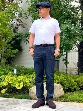 「アイテム（ビジネスシャツ）」を使った、melOnさん（メンズ・173cm）の秋コーディネート