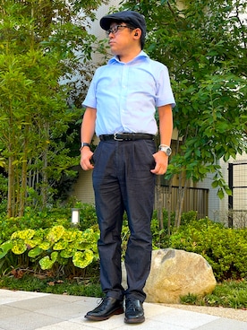 「アイテム（ビジネスシャツ）」を使った、melOnさん（メンズ・173cm）の秋コーディネート