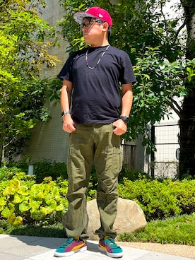 「アイテム（キーケース/キーアクセサリー）」を使った、melOnさん（メンズ・173cm）の秋コーディネート