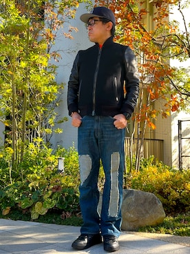 「アイテム（デジタル腕時計）」を使った、melOnさん（メンズ・173cm）の冬コーディネート