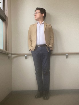 「メッシュベルト」｜「アイテム（ジャケット/アウター）」を使った、melOnさん（メンズ・173cm）の秋コーディネート