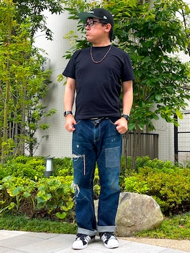 「Wrangler（ラングラー）のアイテム」を使った、melOnさん（メンズ・173cm）の夏コーディネート
