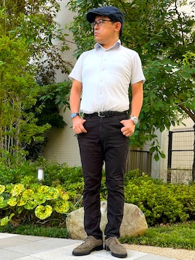 「アイテム（ビジネスシャツ）」を使った、melOnさん（メンズ・173cm）の秋コーディネート