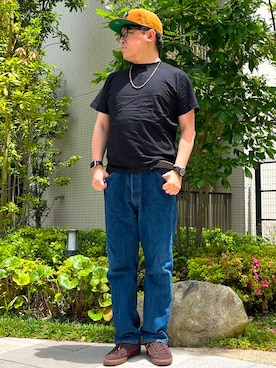 「Wrangler（ラングラー）のアイテム」を使った、melOnさん（メンズ・173cm）の夏コーディネート