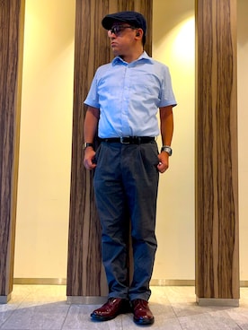 「アイテム（ハンチング/ベレー帽）」を使った、melOnさん（メンズ・173cm）の秋コーディネート