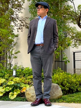 「アイテム（ドレスシューズ）」を使った、melOnさん（メンズ・173cm）の秋コーディネート