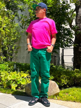 「Wrangler（ラングラー）のアイテム」を使った、melOnさん（メンズ・173cm）の夏コーディネート