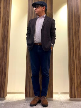 「アイテム（テーラードジャケット）」を使った、melOnさん（メンズ・173cm）の冬コーディネート
