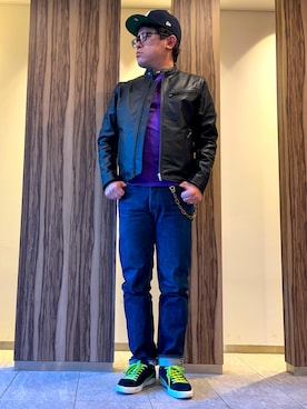 「FRUIT OF THE LOOM（フルーツオブザルーム）のアイテム」を使った、melOnさん（メンズ・173cm）の春コーディネート