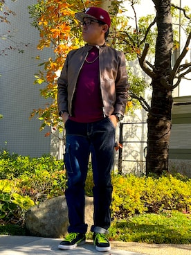 「アイテム（腕時計）」を使った、melOnさん（メンズ・173cm）の冬コーディネート