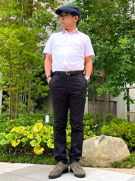 「アイテム（ビジネスシャツ）」を使った、melOnさん（メンズ・173cm）の秋コーディネート