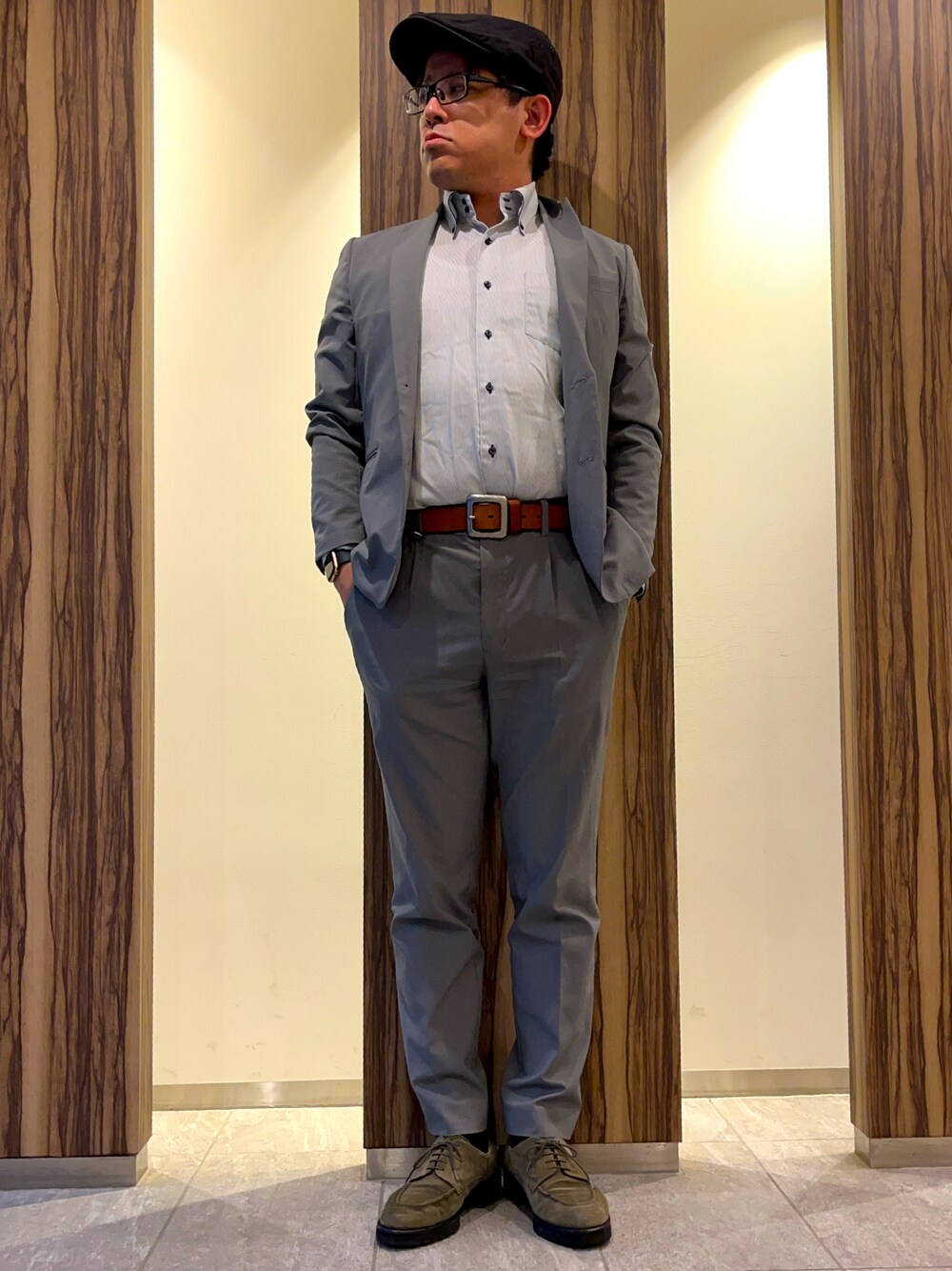 ナノユニバース ダメリーノ セットアップ カーキ L ソロテックス