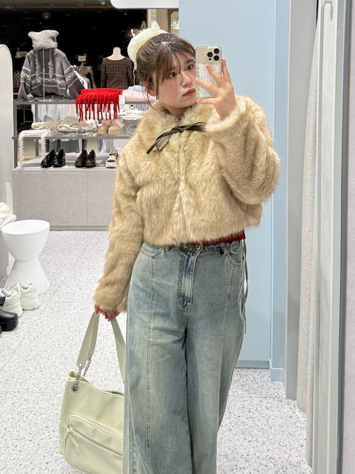 セール】リボン付きファーブルゾン（ブルゾン）｜OLIVE des OLIVE