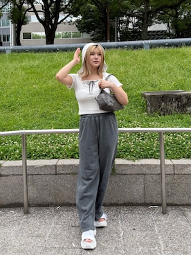 「大学生コーデ」｜「アイテム（パンツ）」を使った、akiさん（レディース・160cm）の夏コーディネート