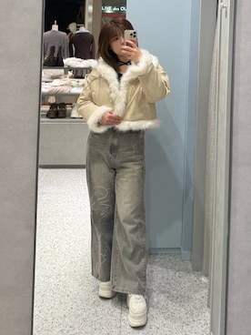 「アイテム（ムートンコート）」を使った、akiさん（レディース・160cm）の冬コーディネート