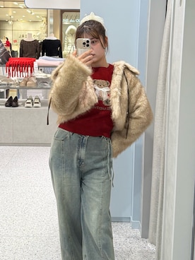 「OLIVE des OLIVE（オリーブデオリーブ）のアイテム（デニムパンツ）」を使った、akiさん（レディース・160cm）の秋コーディネート