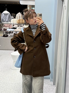 「アイテム（ステンカラーコート）」を使った、akiさん（レディース・160cm）の冬コーディネート