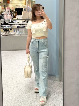 「OLIVE des OLIVE（オリーブデオリーブ）のアイテム（デニムパンツ）」を使った、akiさん（レディース・160cm）の夏コーディネート