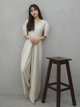 「アイテム（つなぎ/オールインワン）」を使った、CHIAKIさん（レディース・159cm）の夏コーディネート