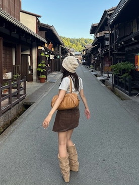「アイテム（ニットキャップ/ビーニー、ホワイト系）」を使った、nonnonさん（レディース・156cm）の秋コーディネート