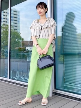 「BEAMS」｜「アイテム（ボストンバッグ）」を使った、Azusaさん（レディース・162cm）の夏コーディネート