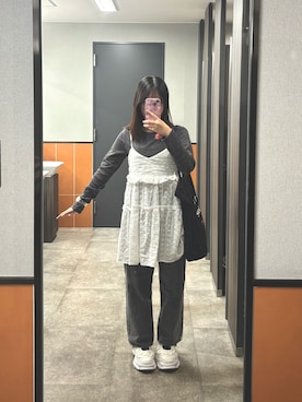 「AS KNOW AS plus（アズノゥアズプラス）のアイテム（パンツ）」を使った、塩さん（レディース・154cm）の春コーディネート