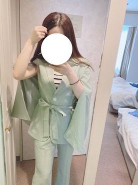 「アイテム（セットアップ、グリーン系）」を使った、ri106さん（レディース・150cm）の秋コーディネート