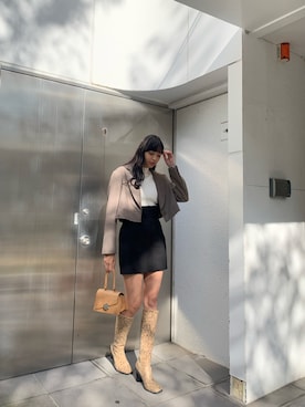 「ハイウエストスカート」｜「アイテム（ジャケット/アウター）」を使った、パニラガオパオリン (ELENDEEK)さん（レディース・167cm）の冬コーディネート