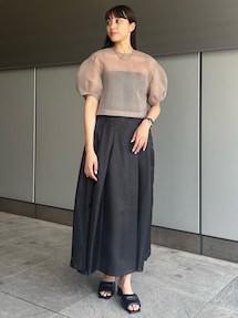 【１着でも送料無料】 FUJIKO×ELENDEEK】2WAY SK｜エレンディーク FLARED CHECK SHEER スカート