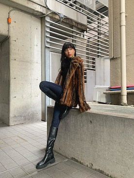 「アイテム（その他アウター、ブラウン系）」を使った、パニラガオパオリン (ELENDEEK)さん（レディース・167cm）の秋コーディネート
