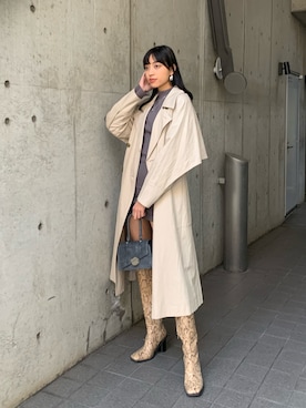 「リブニット」｜「アイテム（トレンチコート）」を使った、パニラガオパオリン (ELENDEEK)さん（レディース・167cm）の冬コーディネート