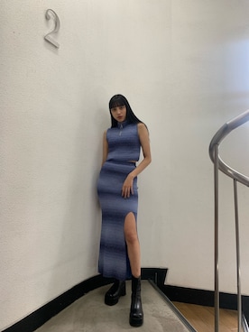 「グラデーションニット」｜「アイテム（Tシャツ/カットソー）」を使った、パニラガオパオリン (ELENDEEK)さん（レディース・167cm）の春コーディネート