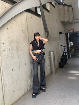 「EMODA（エモダ）のタンクラバーサンダル（サンダル）」を使った、パニラガオパオリン (ELENDEEK)さん（レディース・167cm）の夏コーディネート