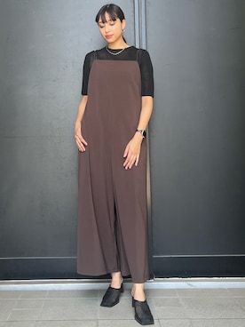 「アイテム（つなぎ/オールインワン、ブラウン系）」を使った、パニラガオパオリン (ELENDEEK)さん（レディース・167cm）の夏コーディネート