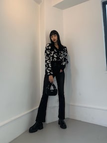 フラッフィーレオパードニットカーディガン｜エモダ（EMODA