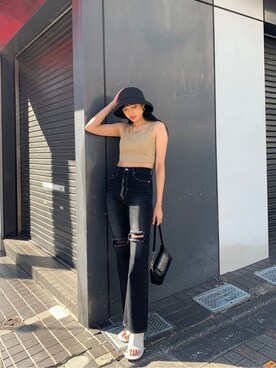 「EMODA（エモダ）のアイテム（その他トップス）」を使った、パニラガオパオリン (ELENDEEK)さん（レディース・167cm）の春コーディネート