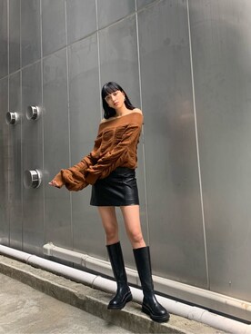 「EMODA（エモダ）のトラックソールロングブーツ（ブーツ）」を使った、パニラガオパオリン (ELENDEEK)さん（レディース・167cm）の夏コーディネート