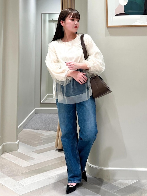 ROPE'（ロペ） tシャツ チュールレイヤードブラウスライクカットソー