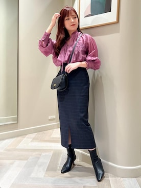 「タイトスカートコーデ」｜「アイテム（ブーツ）」を使った、tsukaさん（レディース・155cm）の秋コーディネート
