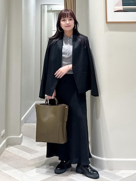 「アイテム（ノーカラージャケット）」を使った、tsukaさん（レディース・155cm・20代）の秋コーディネート