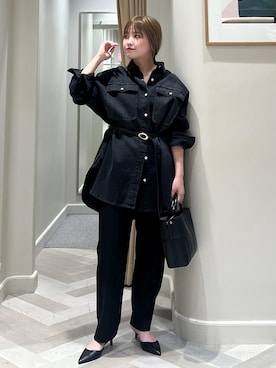 「オールブラックコーデ」｜tsukaさん（レディース・155cm）の秋コーディネート