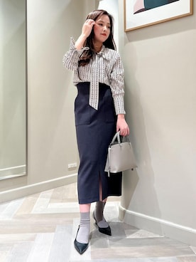 「タイトスカートコーデ」｜「アイテム（ハンドバッグ）」を使った、tsukaさん（レディース・155cm）の冬コーディネート