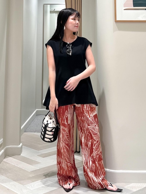 ROPE' ブラウス シャツ トリアセバックサテンペプラムブラウス