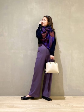 ストール ショール パープル 紫色系 コーディネート Zozotown